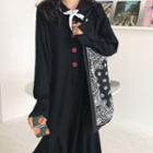 Collared Long-sleeve Midi Dress As Shown In Figure - One Size