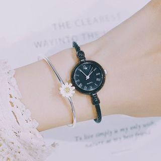 Set: Roman Numeral Bangle Watch + Floral Bangle