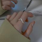 V Shape Alloy Open Ring Silver - One Size