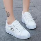 Letter Embroidered Platform Lace-up Sneakers
