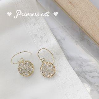 Rhinestone Disc Dangle Earring 1 Pair - Disc - One Size