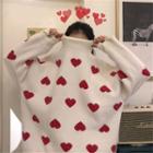 Mock Neck Heart Sweater As Shown In Figure - One Size