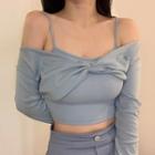 Cold-shoulder Shirred Blouse / Pencil Skirt / Camisole Top