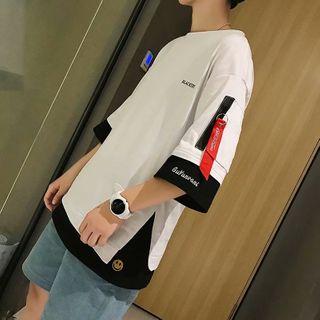 Fake Two Piece Printed Letter Short-sleeved Top