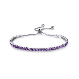 Simple Fashion Geometric Bracelet With Purple Cubic Zircon Silver - One Size