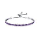 Simple Fashion Geometric Bracelet With Purple Cubic Zircon Silver - One Size