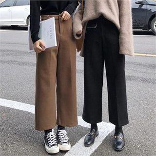 Flap-pocket Front Straight-cut Pants