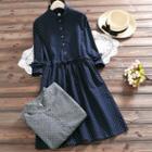 Long-sleeve A-line Dotted Dress