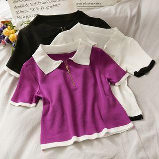 Half-zip Colorblock Knit Polo Top
