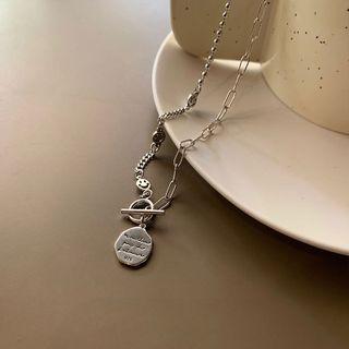 Lettering Pendant Sterling Silver Necklace Xl1335 - 1pc - Silver - One Size