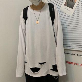 Couple Matching Long Sleeve Cutout T-shirt