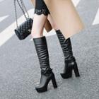 Faux Leather High Heel Platform Knee-high Boots