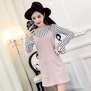 Set: Striped Top + Suspender Dress
