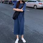 Knot Waist Short Sleeve Midi T-shirt Dress