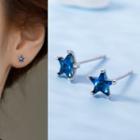 Star Rhinestone Sterling Silver Earring 1 Pair - Blue - One Size