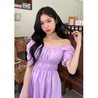 Off-shoulder Empire Minidress