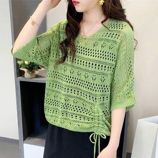 Set: 3/4-sleeve Knit Top + Midi A-line Tank Dress