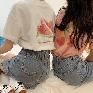 Watermelon / Grapefruit Printed Short Sleeve T-shirt
