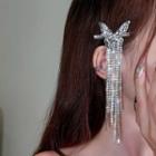 Butterfly Rhinestone Fringe Hair Clip Silver - One Size