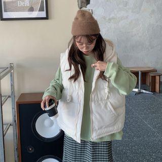 Padded Zip-up Vest Milky White - One Size