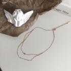 925 Sterling Silver Bead Necklace L215 - 2 Layer - Bead - Rose Gold - One Size