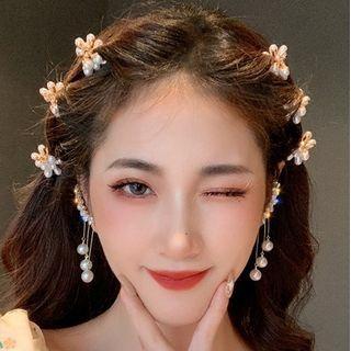 Faux Pearl Floral Drop Earring / Hair Claw