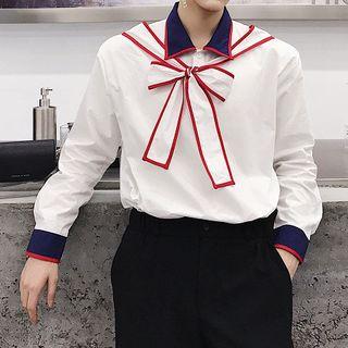Couple Matching Long-sleeve Tie-neck Polo Shirt