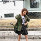 Stand-collar Zip-up Military Jacket