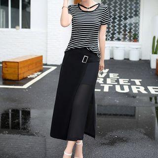 Set: Striped T-shirt + Maxi Skirt
