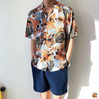 Open-placket Hawaiian Shirt Ivory - One Size