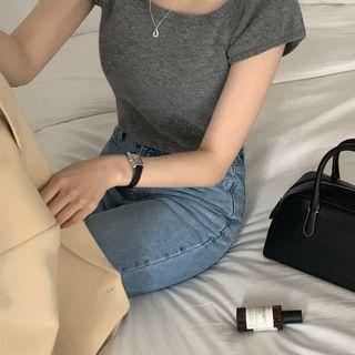 Square-neck Woolen Knit Top