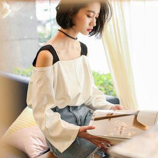 Open Shoulder Panel 3/4-sleeve Top