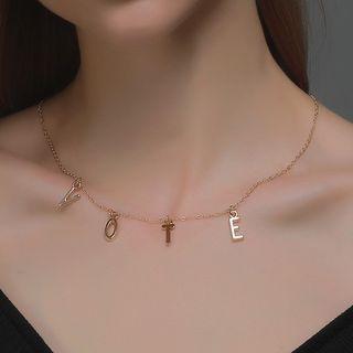 Vote Lettering Fringed Alloy Necklace