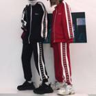 Couple Matching Set: Letter Zip Jacket + Sweatpants