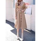 Belted Pleated Long Flared Coat