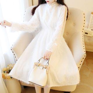 Buckled-cuff Fringed Midi A-line Dress