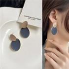 Oval Alloy Dangle Earring 1 Pair - Ear Studs - Brown & Airy Blue - One Size