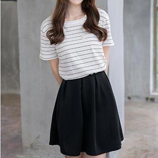 Set: Striped T-shirt + A-line Skirt