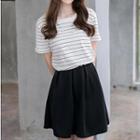 Set: Striped T-shirt + A-line Skirt
