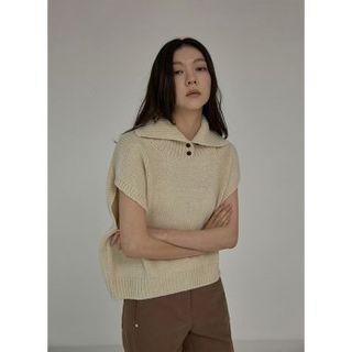 Cap-sleeve Turtleneck Sweater Vest