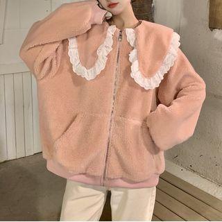 Frill Trim Zipped Jacket