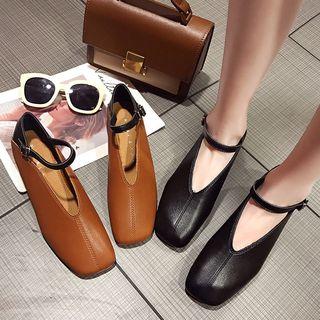 Strapped Square Toe Flats