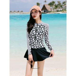 Long-sleeve Star Print Swimdress