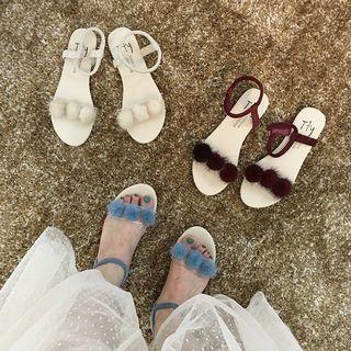 Pom Pom Strap Sandals