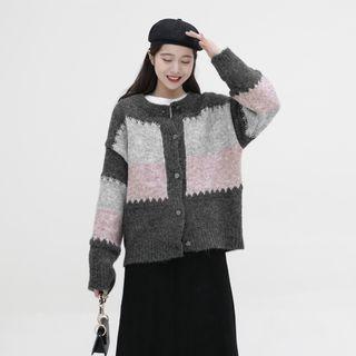 Round Neck Color Block Cardigan