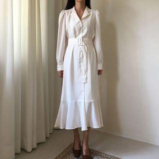 Belted Midi Shirtdress As Shown In Figure - One Size