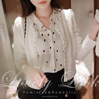 Long-sleeve Beaded Open-front Jacket