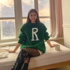 Lettered Ribbed Woolen Sweater