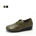 Hidden-heel Genuine-leather Lace-up Shoes