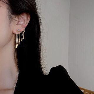 Chain Fringe Ear Cuff 1 Pair - 925silver Earring - Gold - One Size